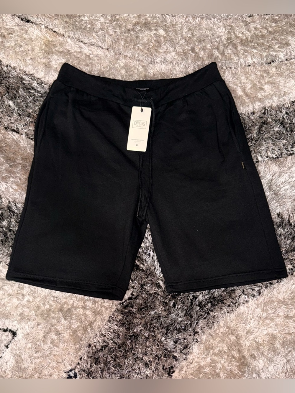 Crooks & Castles Black Fleece Drawstring Sweat Shorts Men’s L NWT